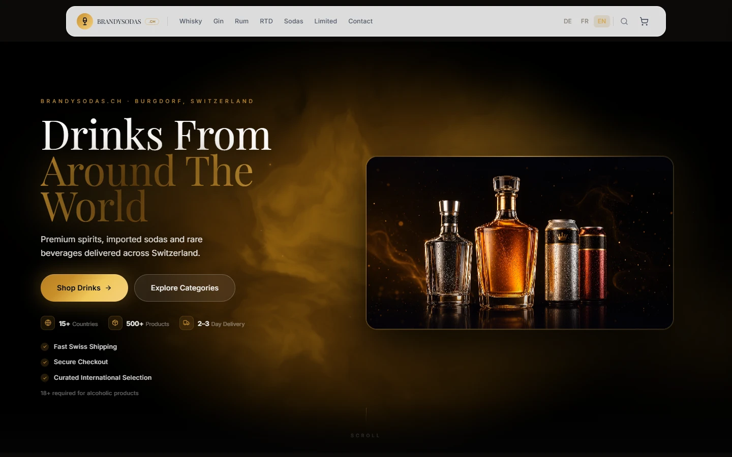 BrandySodas — Premium online shop for spirits and beverages from around the world